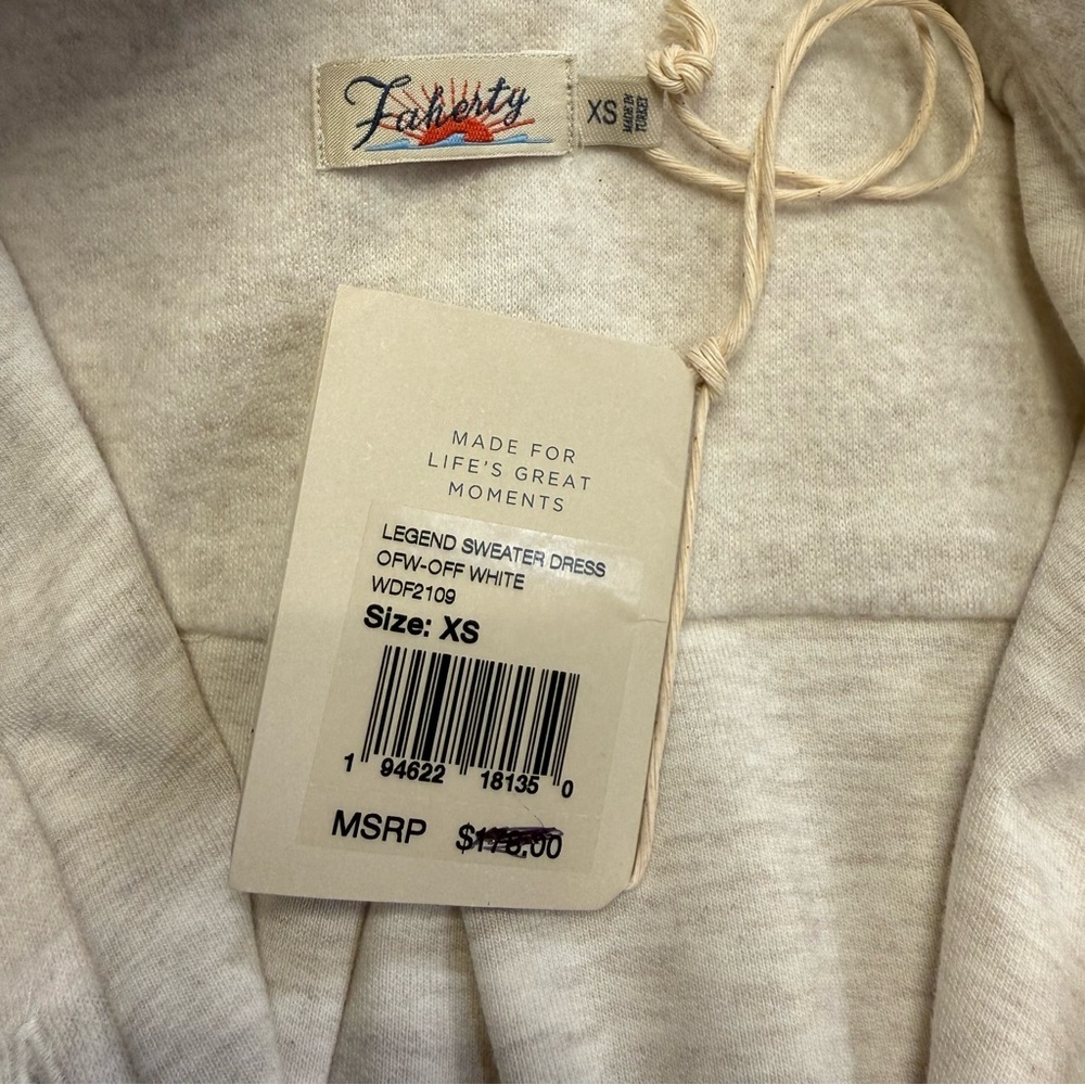 Faherty Legend Sweater Shirt Dress Womens XS Ivory Button Front Pockets NWT - Picture 4 of 14